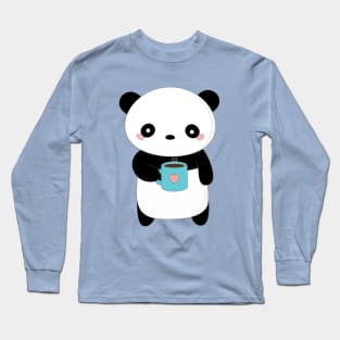 Kawaii Panda Coffee Lover T-Shirt Long Sleeve T-Shirt